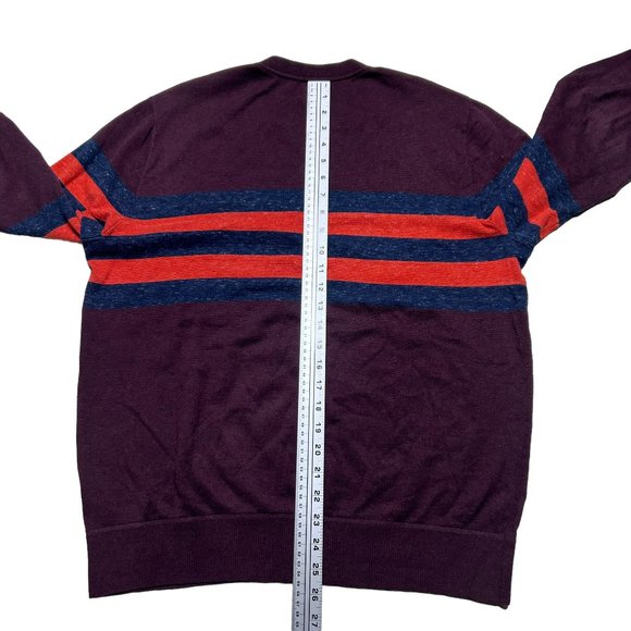 Gap Sweater Mens Large Maroon Striped Long Sleeve Crew Neck Casual Pullover - Picture 6 of 8